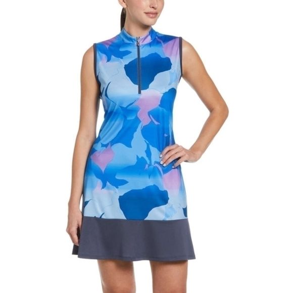 Callaway Blue Sea Star Sleeveless Mock Neck Dress Size Small NWT - Picture 1 of 9